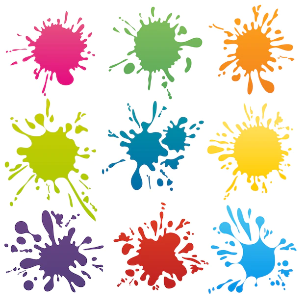 Free Vector | Colorful ink spots set. splash splatter abstract shape. vector illustration