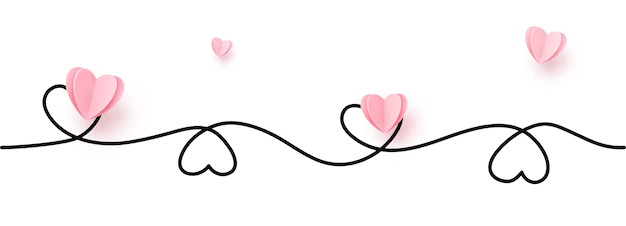 Free Vector | Continuous line heart shape border with realistic paper heart