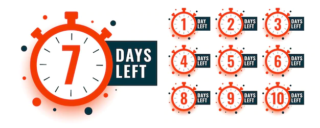 Free Vector | Countdown timer number of days left with clock