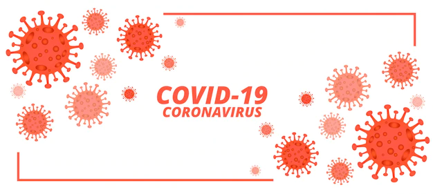 Free Vector | Covid-19 novel coronavirus banner with microscopic viruses