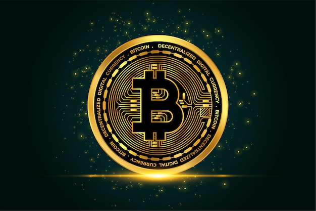 Free Vector | Cryptocurrency bitcoin golden coin background