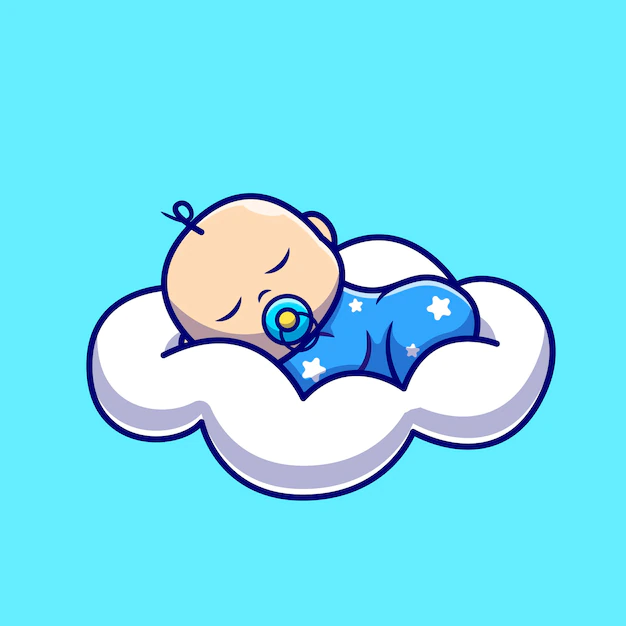 Free Vector | Cute baby sleeping on cloud pillow cartoon icon illustration.