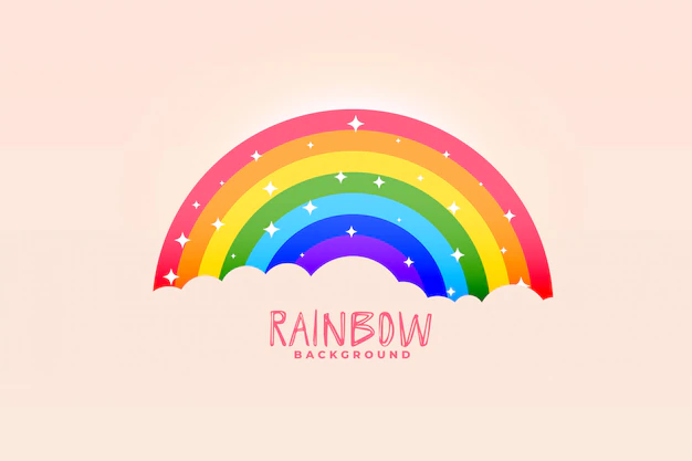 Free Vector | Cute rainbow and clouds pink background stylish design