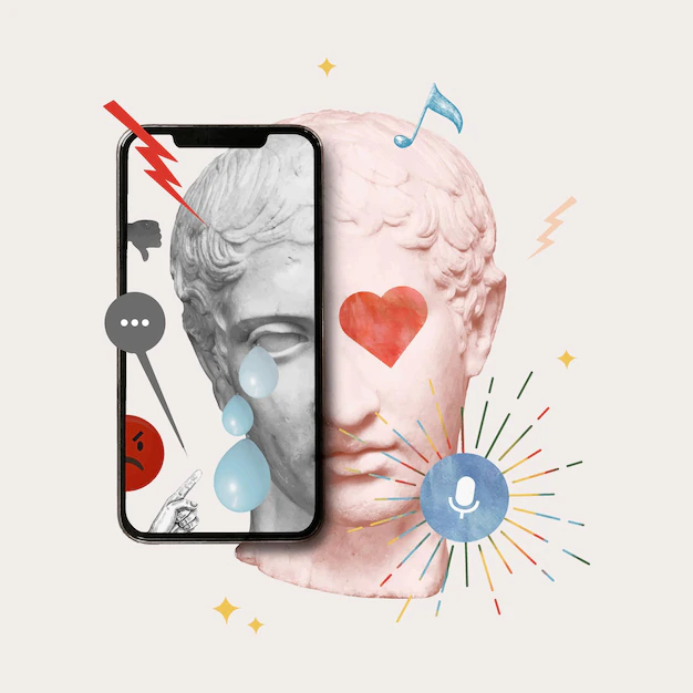 Free Vector | Cyber bullying mixed media crying greek god statue aesthetic post