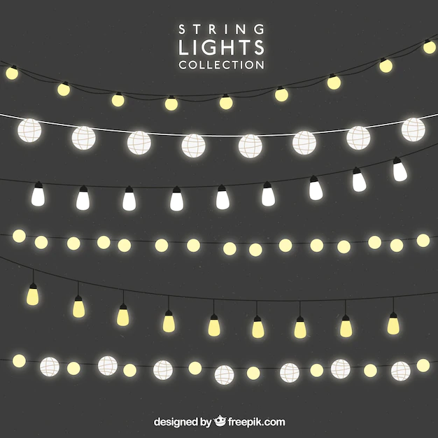 Free Vector | Decorative strings with bright bulbs