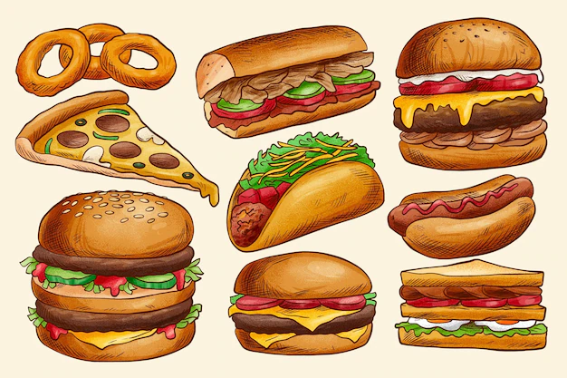 Free Vector | Delicious fast food collection