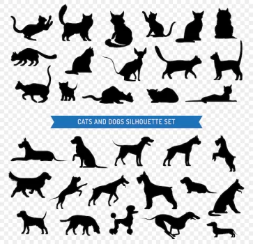 Free Vector | Dogs and cats black silhouette set