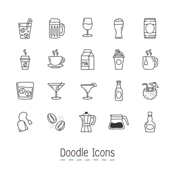 Free Vector | Doodle drinks icons.