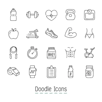 Free Vector | Doodle health and fitness icons.