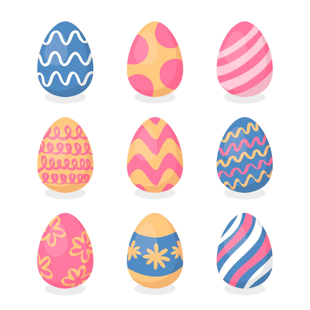 Free Vector | Easter day eggs with curvy lines collection