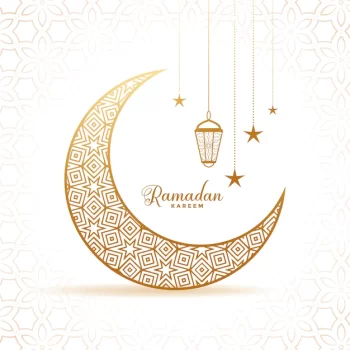 Free Vector | Elegant ramadan kareem decorative moon and lanterns greeting