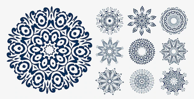 Free Vector | Ethnic mandala decoration pattern set