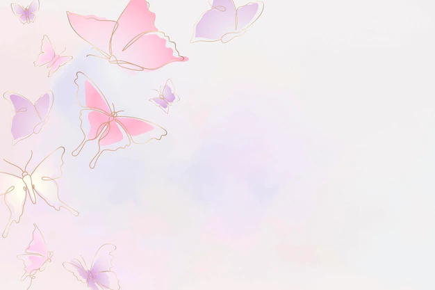 Free Vector | Feminine butterfly background, pink border, vector animal illustration