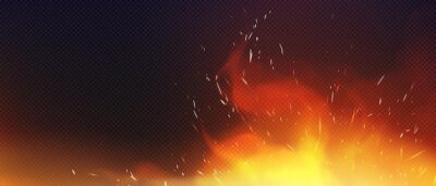 Free Vector | Fire with sparkles and smoke isolated on transparent background
