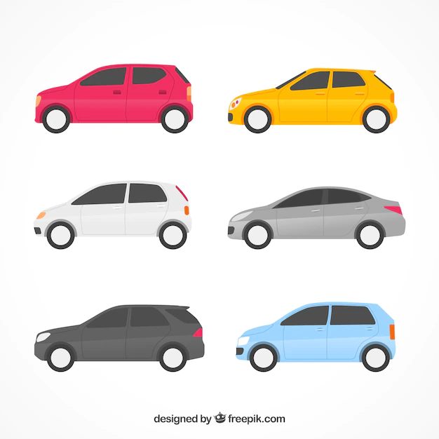 Free Vector | Flat car collection with side view