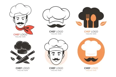 Free Vector | Flat design chef logo templates