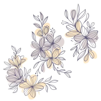Free Vector | Flat design of linear leaves and flowers