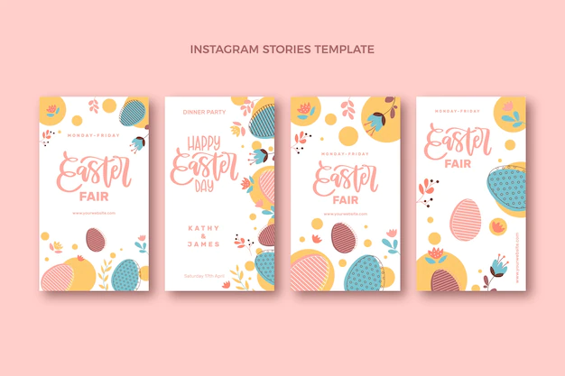 Free Vector | Flat easter instagram stories collection