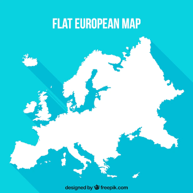Free Vector | Flat european map with blue background