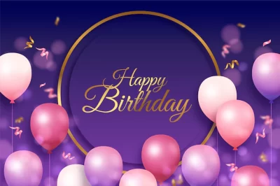 Free Vector | Flat golden circle and balloons birthday background