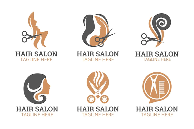 Free Vector | Flat-hand drawn hair salon logo collection
