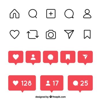 Free Vector | Flat instagram icons and notifications set