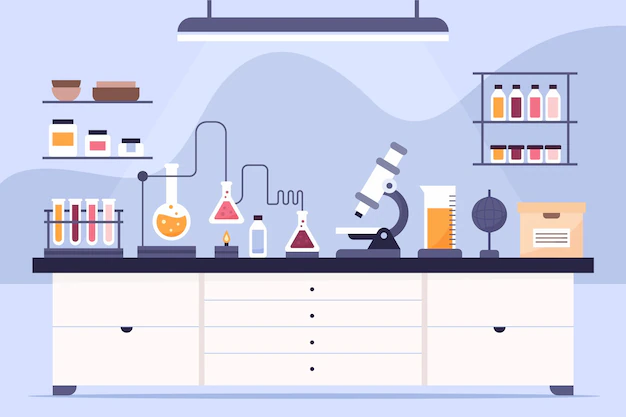 Free Vector | Flat laboratory room with microscope
