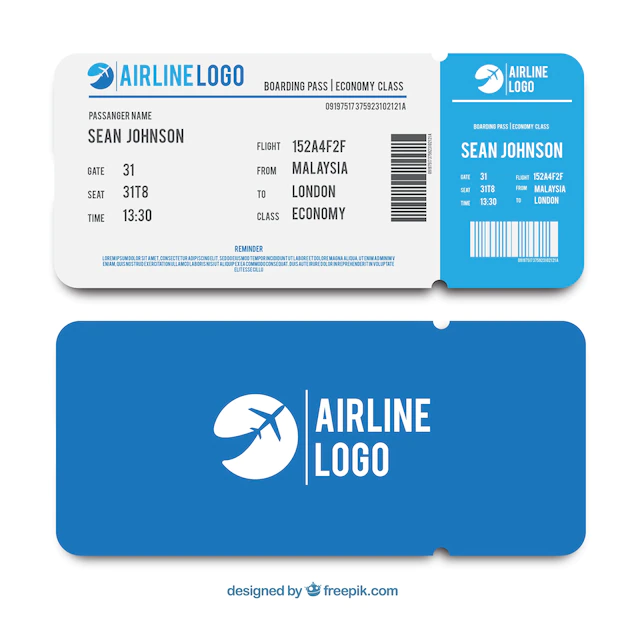 Free Vector | Flat template of blue boarding pass