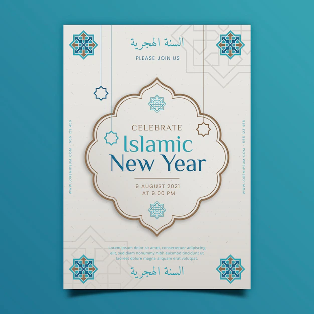 Free Vector | Flat vertical islamic new year poster template