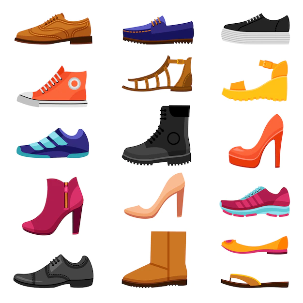 Free Vector | Footwear colored icons set