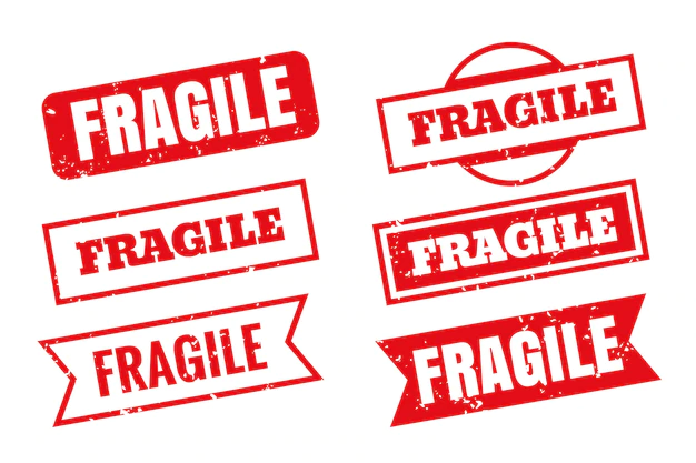 Free Vector | Fragile rubber stamps in different styles set