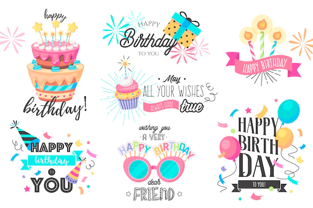 Free Vector | Funny hand drawn birthday collection