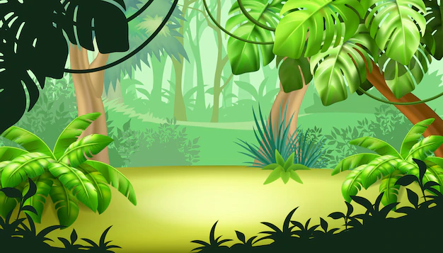 Free Vector | Game landscape with tropical plants.