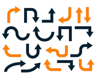 Free Vector | Geometric orange and black arrows set