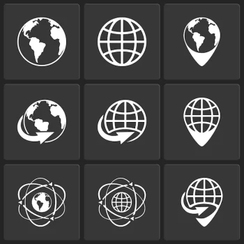 Free Vector | Globe earth world icons vector white on black
