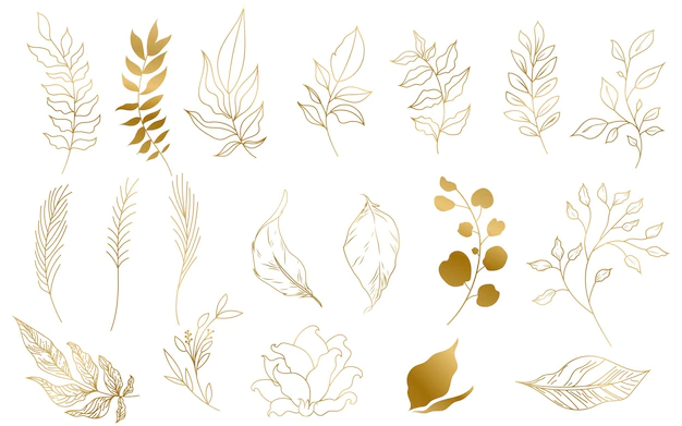Free Vector | Gold hand drawn plant leafs