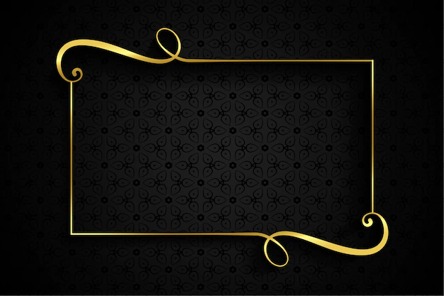 Free Vector | Golden swirl frame on dark background with text space