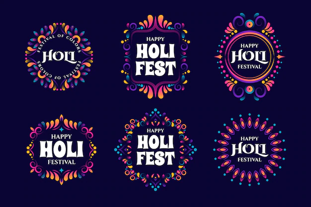 Free Vector | Gradient holi labels collection
