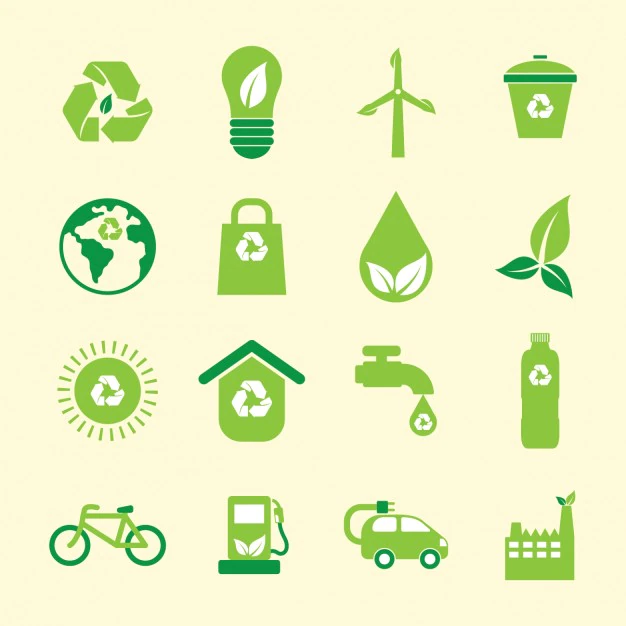 Free Vector | Green environmental icons collection