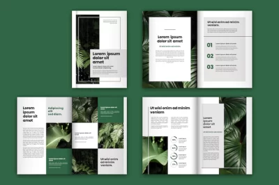 Free Vector | Green leaves brochure template layout