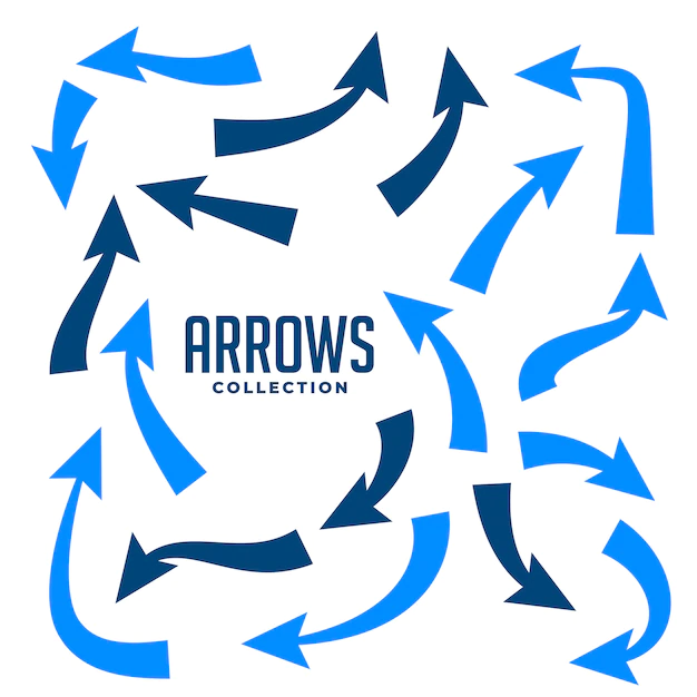 Free Vector | Hand drawn arrows collction in blue color