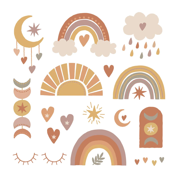 Free Vector | Hand drawn boho elements collection