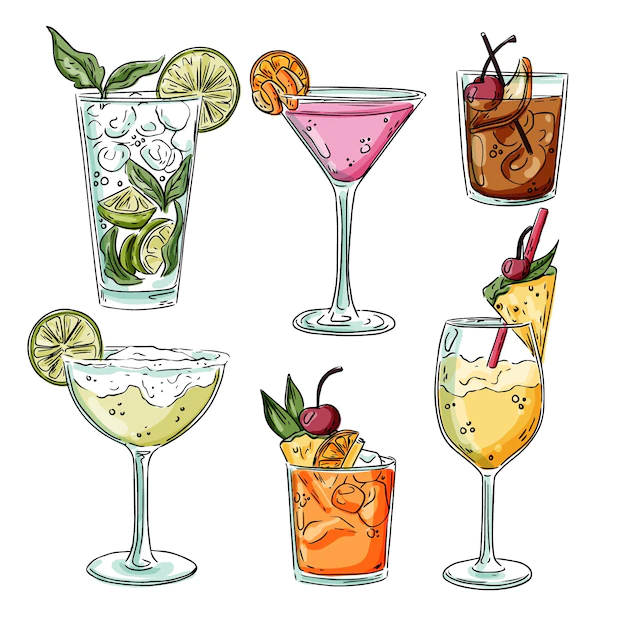 Free Vector | Hand drawn cocktail collection