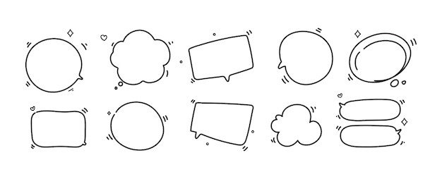 Free Vector | Hand drawn doodle blank speech bubbles set