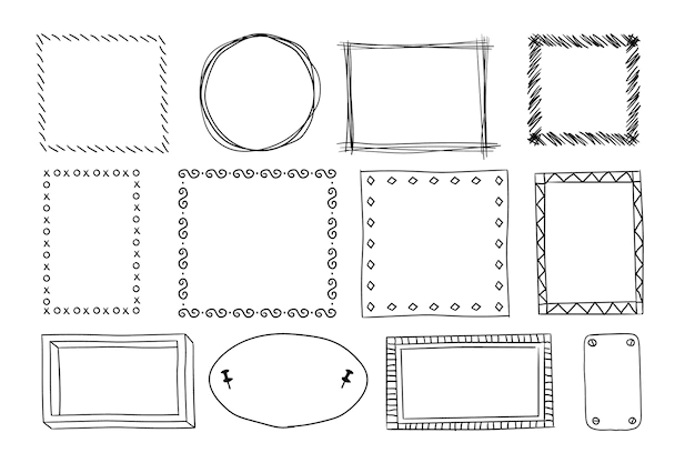 Free Vector | Hand drawn doodle frame set