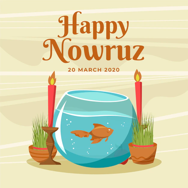 Free Vector | Hand drawn happy nowruz and talk with fish