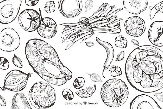 Free Vector | Hand drawn sketch healthy food background