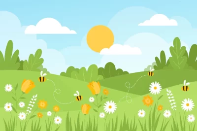 Free Vector | Hand-drawn spring landscape