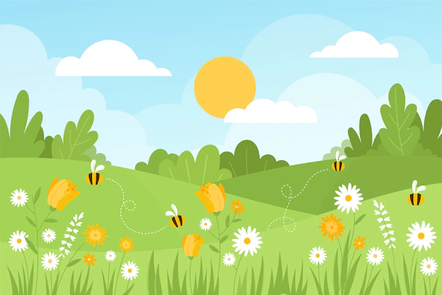 Free Vector | Hand-drawn spring landscape