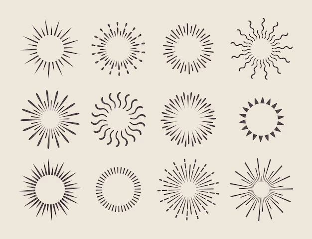 Free Vector | Hand drawn sunburst set